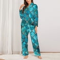 thumbnail image 2 of Logiee Square Glass Mosaic Print Womens Pajamas Set,Long Sleeve Sleepwear,Button Down Lounge Set 2 Pieces,Soft Nightwear Pjs Set-XX-Large, 2 of 7