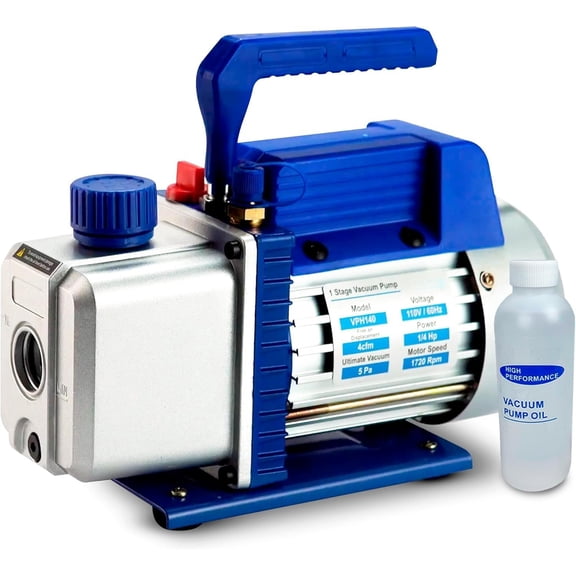 4 CFM Vacuum Pump for AC System - HVAC Vacuum Pump - 1/4  Automotive AC Vacuum Pump - 110V/60Hz Air Conditioning Vacuum Pumps Mini Split