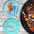 thumbnail image 3 of NOGIS 12pcs BBQ Paper Plate Holder Reusable Plastic Paper Plate Holder Round Plate Trays Plastic Dinnerware for Party BBQ and Camping Paper Plate Picnic Disposable Plates Holder (Lake Blue), 3 of 7