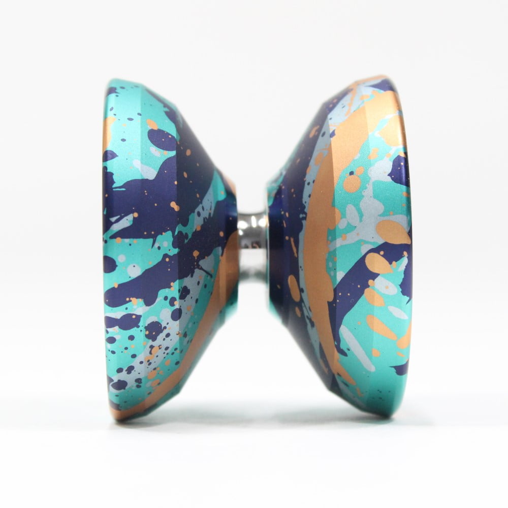 C3yoyodesign Epiphanion Yo-Yo - William Chow Design - Full Size Metal YoYo (Teal/Gold/Navy/Silver Splash)