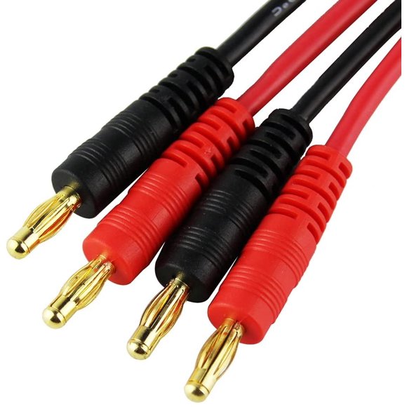 OliYin 2pcs EC2 Male to 4mm Banana Plug Connector Plug Adapter Charge Cable Lead Test Leads 16awg 11.8inch for RC Lipo