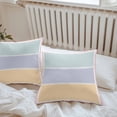 thumbnail image 4 of Color Blocks Outdoor Pillow Covers Set of 2 Light Green Purple Yellow Stripes Simple Waterproof Throw Pillow Case Decorative Square Cushion Cover for Patio Couch Garden Balcony, 20"x20", 4 of 9