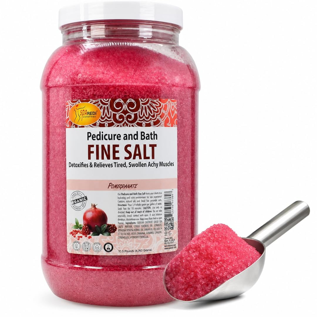 SPA REDI - Detox Foot Soak Pedicure and Bath Fine Salt, Pomegranate, 128 Oz - Made with Dead Sea Salts, Argan Oil, Coconut Oil, and Essential Oil - Hydrates, Softens and Moisturizes