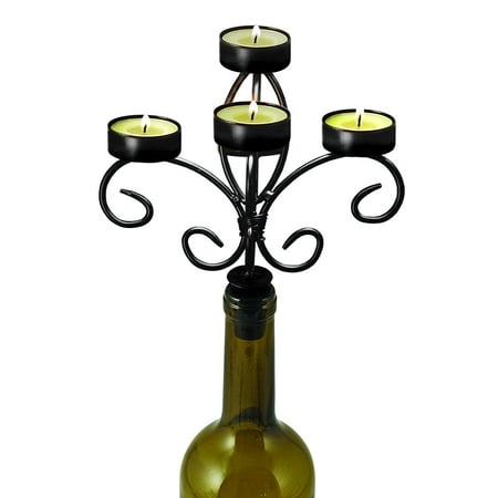 Satin Finish Corkscrew Boulevard Wine Bottle Candelabra by β (Distressed Black Bronze Metal Finish), Wine Antique Horseshoe providing Corkscrew 3X candles Black Metal THE Rack tea.., By Twine Ship from US ()