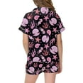 thumbnail image 4 of Ensemble de Pyjama en Satin pour Filles, Tenue d'Intérieur Classique à Boutons avec Haut à Manches Courtes Confortable et Shorts Doux, 4 of 4