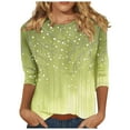 thumbnail image 2 of Patlollav 3/4 Sleeve Tops for Women Crewneck Loose Fit Top Graphic Tees for Ladies Plus Size Tops 3/4 Sleeve Shirts, 2 of 6