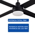 thumbnail image 3 of Ventilador de Techo Industrial Narvik 56 Pulgadas con Luz LED y Control de Pared, 3 of 5