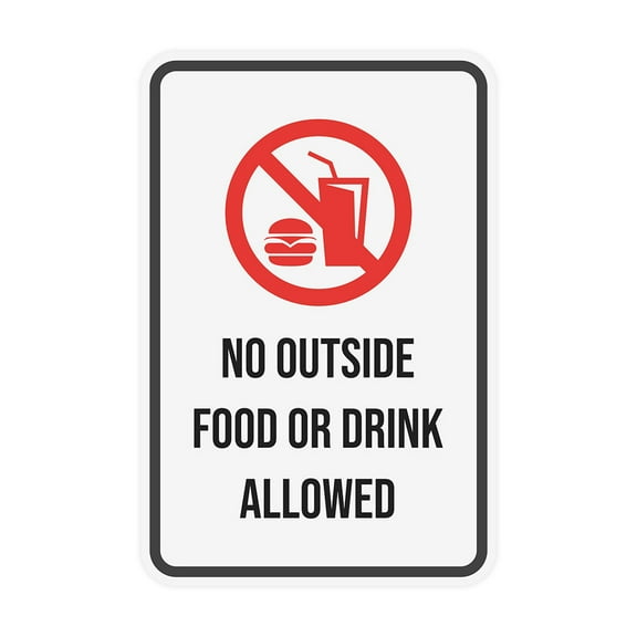 Portrait Round Plus No Outside Food or Drink Allowed Wall or Door Sign | Food & Drink Restrictions - Small