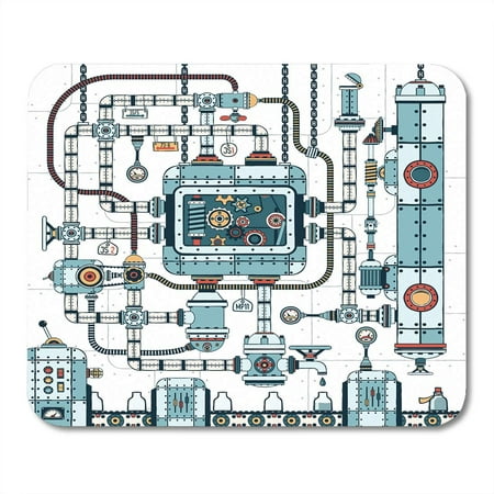 SIDONKU Fantastic Complex Steampunk Machine Made of Interlocking Pipes Cables Devices and Conveyor Mousepad Mouse Pad Mouse Mat 9x10