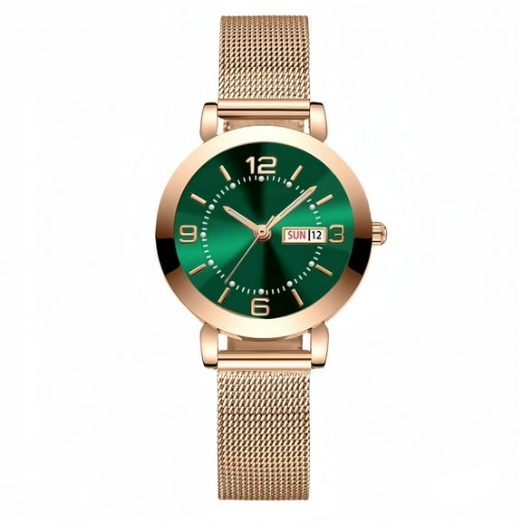 Women's Watch with Stainless Steel Strap, Calendar and Luminous Light