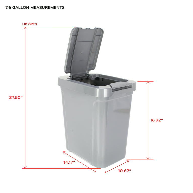 Mainstays 13 Gallon Trash Can, Plastic Swing Top Kitchen Trash Can, Gray