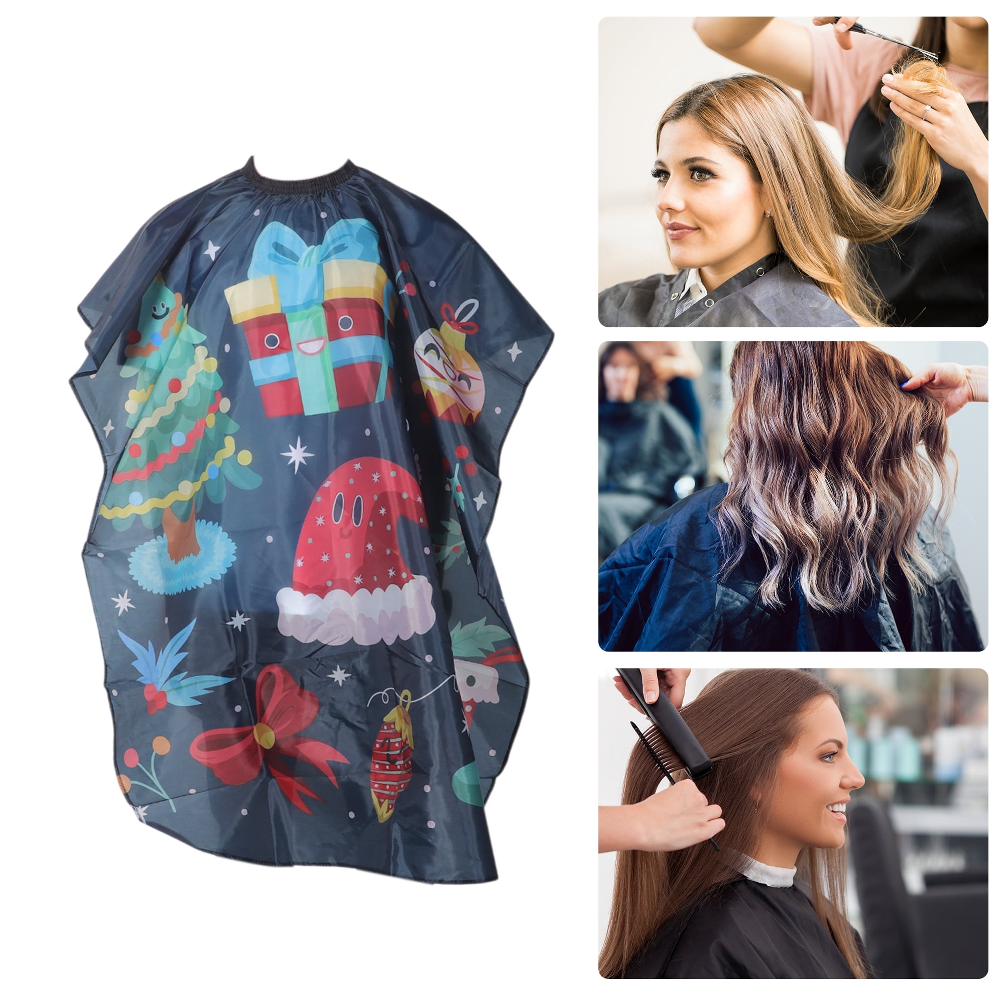Unique Bargains Santa Hat Hair Cutting Barber Cape 1 Piece Black, Red 46.85"x31.89"