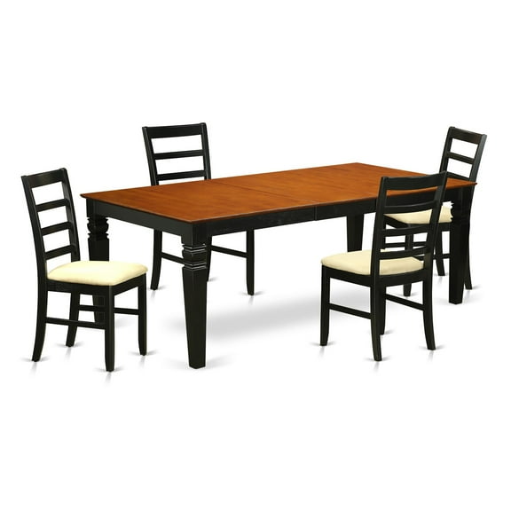 East West Furniture  Dining Set- a Rectangle Dining Table and Linen Fabric Kitchen Room Chairs, Black Pieces Option) LGPF5-BLK-C 5-Piece 4