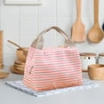 thumbnail image 3 of Sac à Lunch à Rayures Roses et Blanches pour Femmes, Sac Fourre-Tout Réfrigérant Sac à Lunch Isolé Sac Bento, Sac Fourre-Tout en Toile Portable Sac Thermique pour Femmes et Hommes Adultes pour le Travail, 9.25x6.1x6.69 Pouces, 3 of 6
