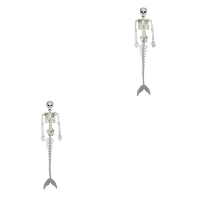 Transemion ABS Posable Joints Skeletons Halloween Decor Plastic Bone Unique Size For Needs Skeleton for Mermaid 2Set