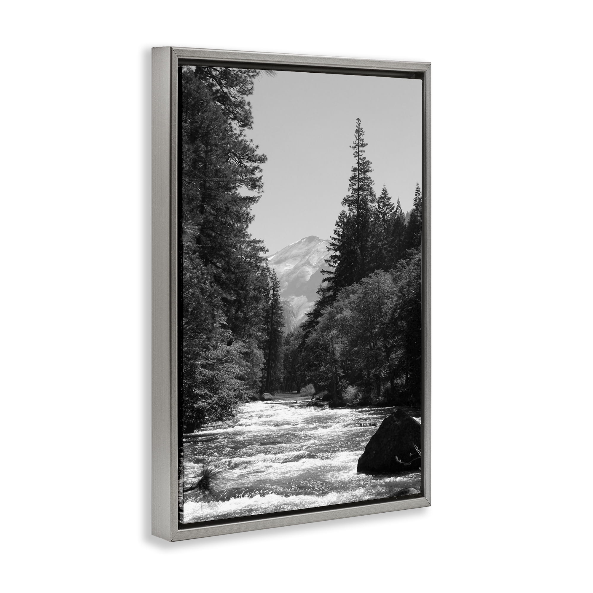 Stupell Industries Merced River Flow Gray Framed Floater Canvas Wall Art, design by Kim Curinga