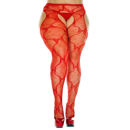 

Lacy Line Sexy Plus Size Bow Lace Suspender Pantyhose