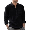 thumbnail image 2 of Birdeem Mens Casual Solid Color V-Neck Collar Long Sleeve Pullover Blouse Tops, 2 of 12