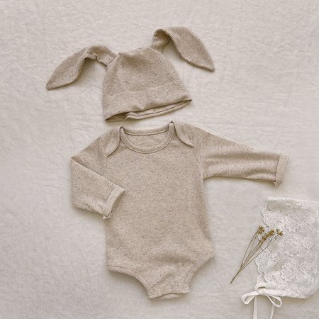 

DancePeanut Newborn Baby Rompers Long Sleeve Ribbed Organic Cotton Brand Infant Boys Girls Rabbit Hats Onesie Rompers Autumn Baby Clothes