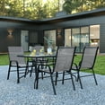 thumbnail image 3 of Flash Furniture Brazos Series 5-Piece Outdoor Rippled Glass Patio Table Set with 4 Chairs, Gray, 3 of 12