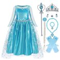 thumbnail image 3 of Vestido de princesa Anna y Elsa de Disney para niñas, vestido de malla para cosplay, vestido de fiesta para Halloween, carnaval, cumpleaños, disfraz de reina de las nieves de Frozen para niños, 3 of 5