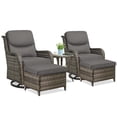 thumbnail image 5 of Opohoro 5-Piece Patio Conversation Set with Swivel Chairs, Ottomans and Side Table, Deep Seat Wicker Outdoor Seating for Porch, 5 of 10