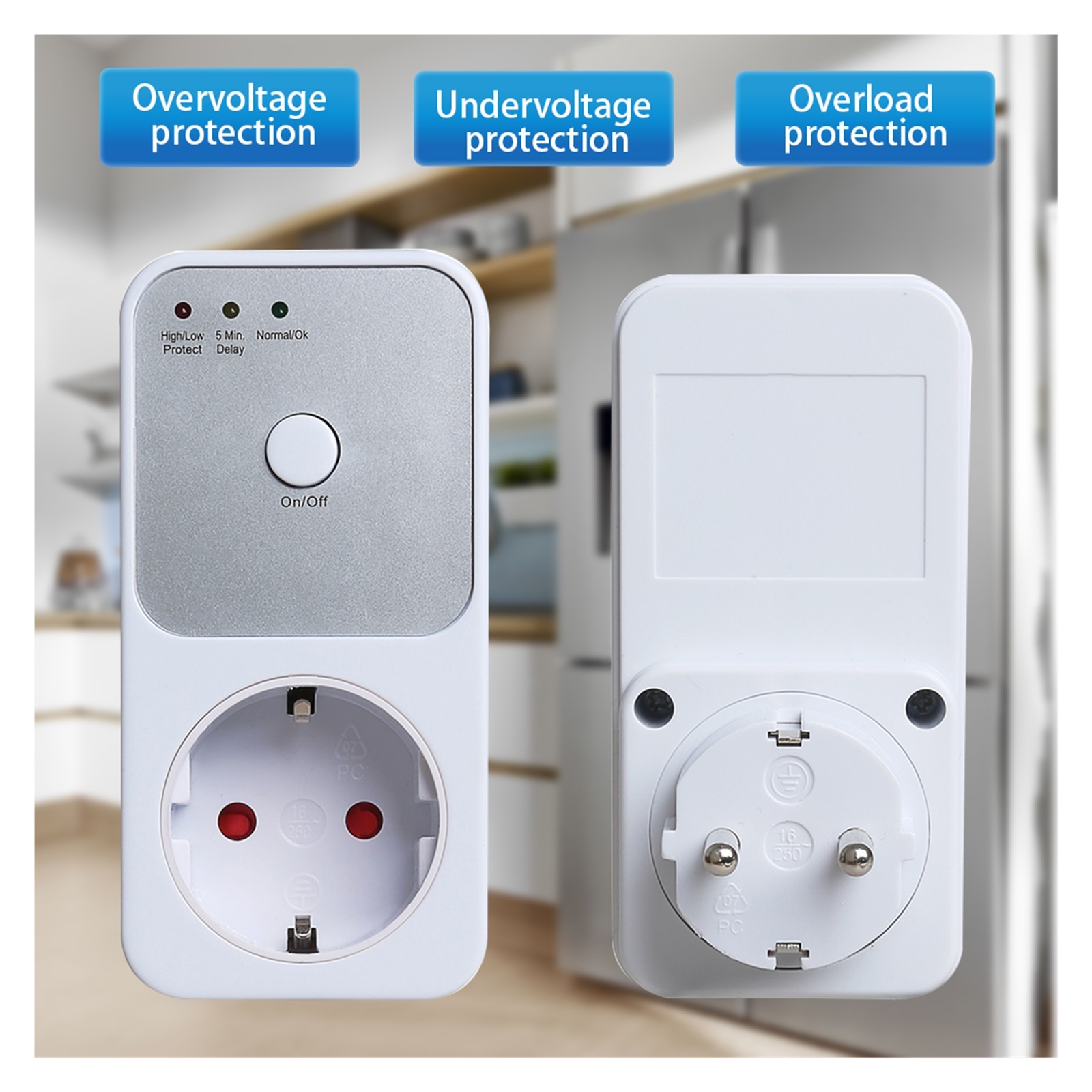 2pcs Surge Safe Protector Socket Voltage Protector Electrical Automatic Stabilizer For Refrigerator Switcher