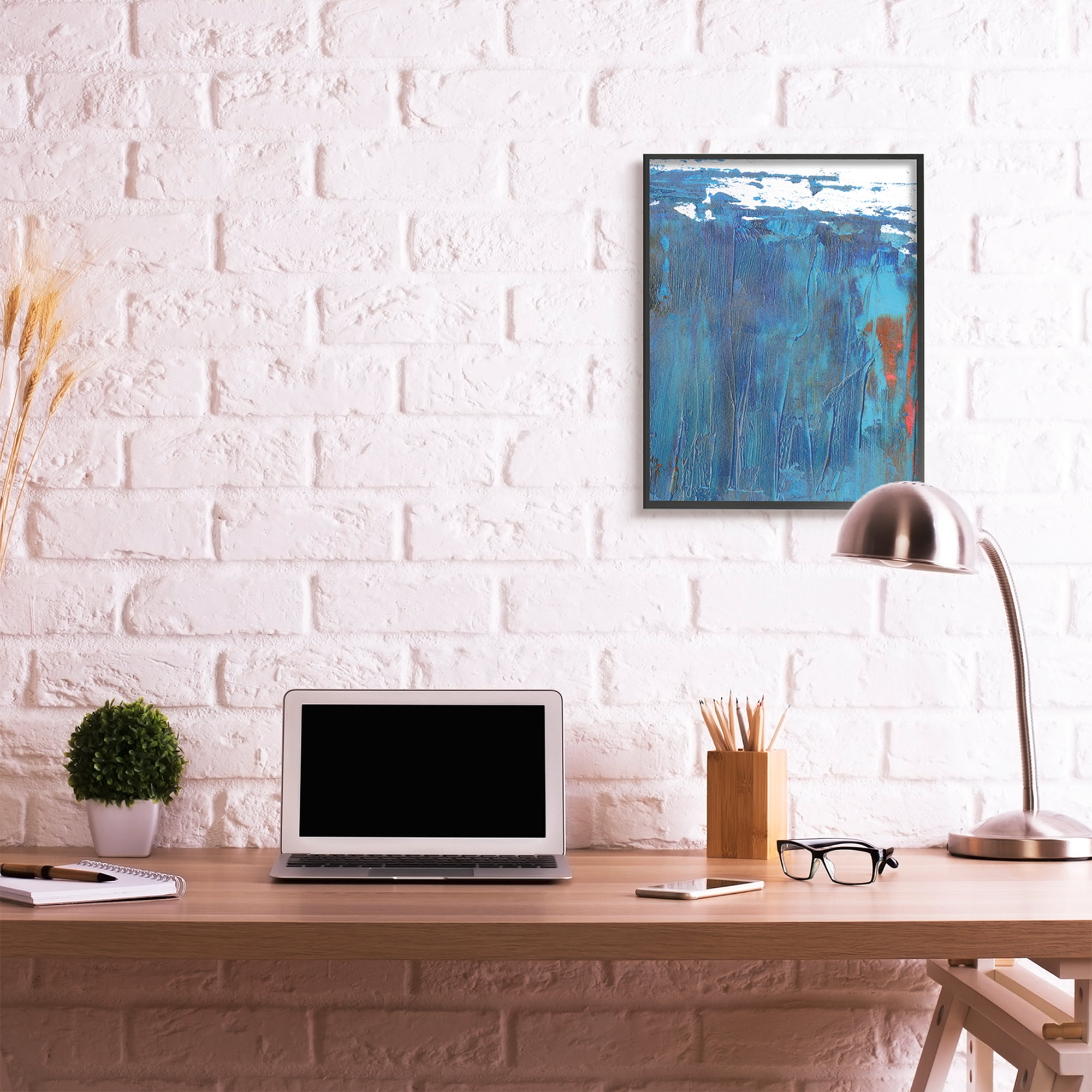 Stupell Industries Sea Wave Inspired Abstract Design Blue Red Black Framed, 24 x 30, Design by Melissa Wang