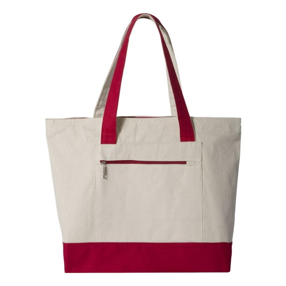 Q-Tees 18.6L Canvas Zipper Tote Bag, Style Q1300
