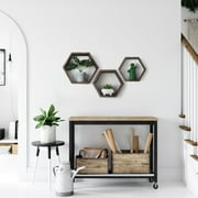 NEX Rustic 3 x 15 Dark Brown Floating Shelf Set of 3