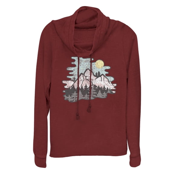 Junior's Lost Gods Moonlight Mountains Cowl Neck Sweatshirt