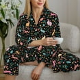 thumbnail image 4 of Goofa Cute Rabbit And Flower Printed Women’s 2 Piece Pajama Set Super,Pajamas Women's Long Sleeve Sleepwear Soft Button Down Loungewear Pjs Lounge Set Nightwear-X-Large, 4 of 9