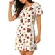 thumbnail image 2 of Fotbe Autumn Maple Leaf with Hedgehog Bata de Dormir para Mujer con Estampado, Camisón de Algodón de Manga Corta, Ropa de Dormir Casual, 2 of 6