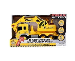 Maxx Action Long Hauler Excavator Truck, 1:16 Scale with Realistic Lights & Sounds, Play Vehicle