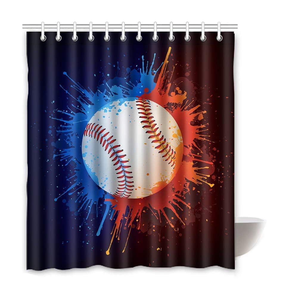 ARTJIA Baseball Waterproof Polyester Bathroom Shower Curtain 60x72 ...