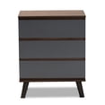 thumbnail image 4 of Baxton Studio Roldan 3-Drawer Dresser, Grey/Walnut Brown, 29.9" High x 23.6" Wide x 15.7" Deep, 4 of 8