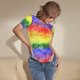 thumbnail image 3 of Balery Colorful Tie Dye Body de cuello redondo de manga corta para mujer Tops de manga corta Tops básicos-X-Large, 3 of 7
