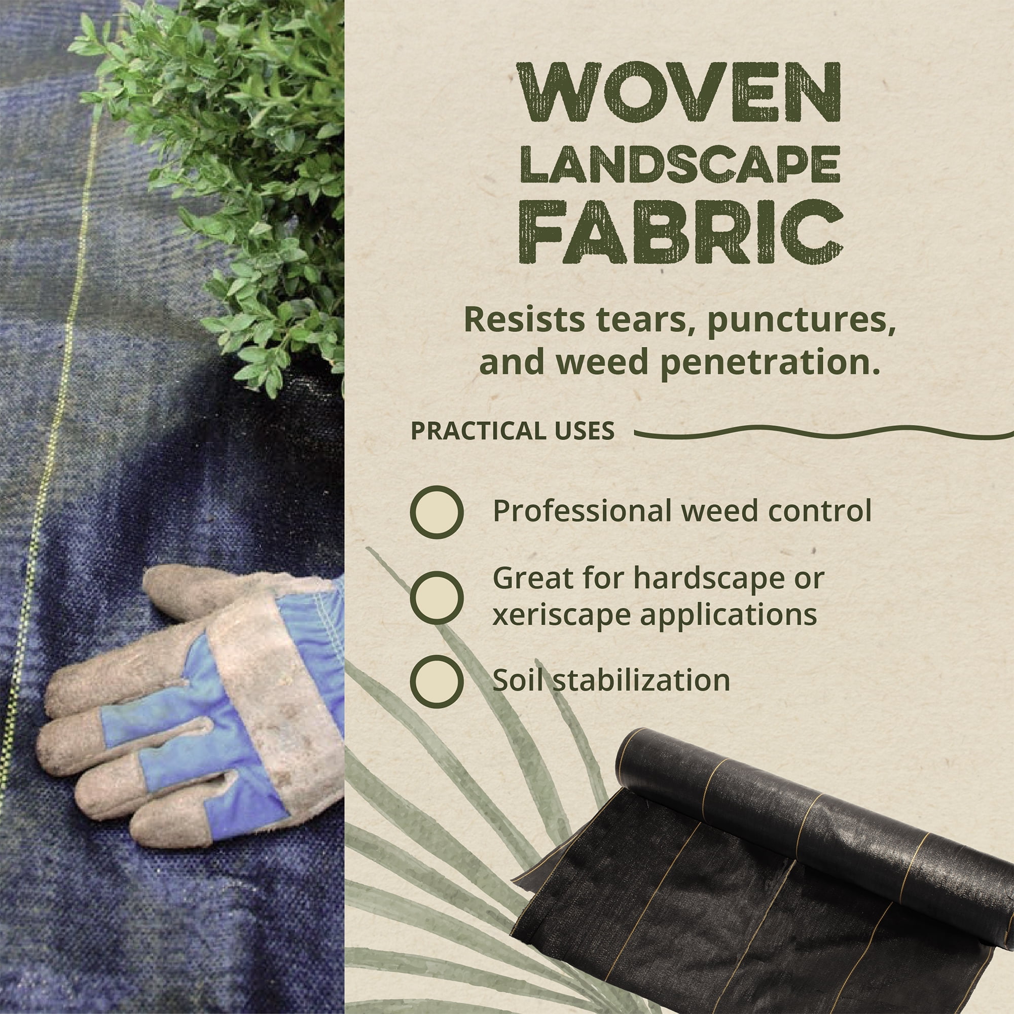 DeWitt 5-Pack Pro-5 Weed Barrier Fabric 5 oz, Heavy-Duty Woven Weed Control, 5 x 250 Feet