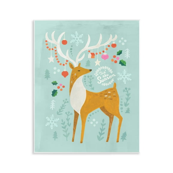 Stupell Industries Tis The Season Reindeer Holiday Painting Unframed Art Prints Wall Art, 11 x 14