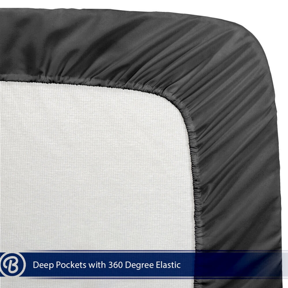 Fitted Sheet + Pillowcase Set, Microfiber, Wrinkle Resistant, Twin XL, Gray