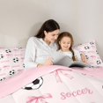 thumbnail image 4 of spefrowx Cute Soccer Word Twin Bedding for Girls, Pink Princess Bow Bedding Comforter Set, Pink Reversible, 7pcs, 4 of 6
