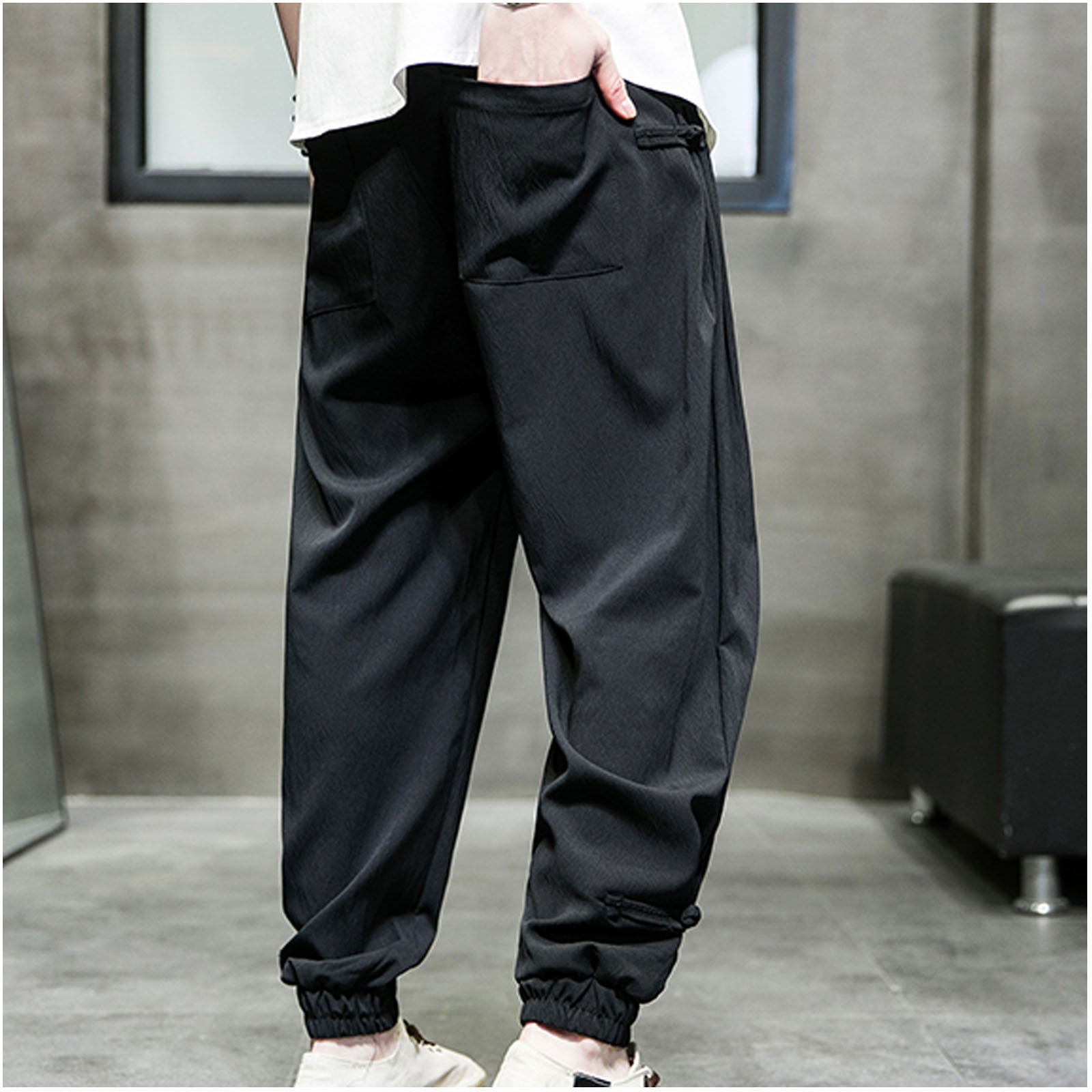 Zodggu Mens Wide Leg Pants Soft Pockets Relaxed Fashion Cozy
