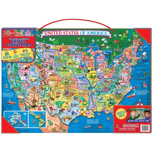 T S Shure Wooden Magnetic United States Map Walmart Com