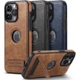thumbnail image 5 of Compatible with iPhone Case,Luxury PU Leather Fold Bracket Stand Holder Design,Logo View Camera Lens Protection Soft Shockproof Cover Phone Case (Black,iPhone 15 Plus), 5 of 5