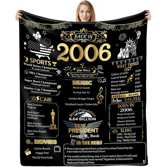 18th Birthday Gifts for Girls and Boys, Soft Comfortable Throw Blanket, Birthday Decorations for Daughter Son Grandson Granddaughter, 18 Year Old Birthday Decorations Blanket 60"X50", Back in 2006