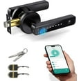 thumbnail image 1 of Asidrama Smart Fingerprint Door Lock with Keypad Handle - Keyless Entry via Biometric, APP, Code, Keys & Card for Bedroom, Office, Hotel, Apartment - Black, 1 of 7