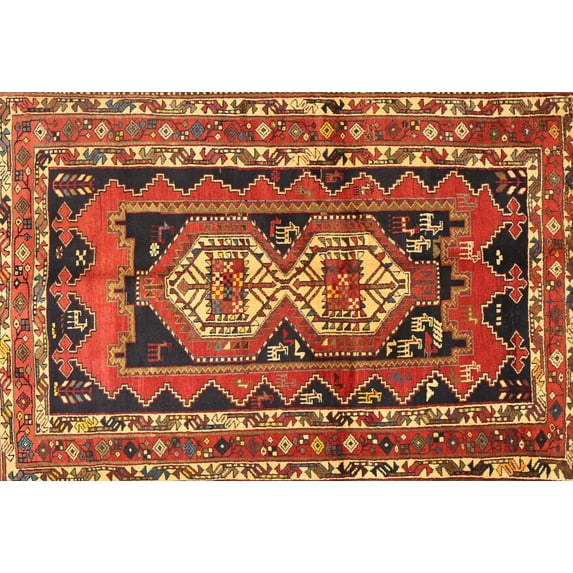 Ahgly Company Machine Washable Indoor Rectangle Traditional Tomato Red Area Rugs, 3' x 5'