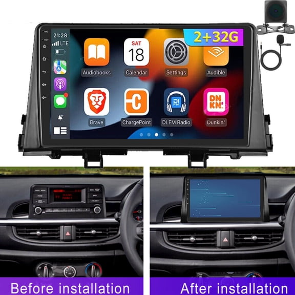FENGXIH 2 32G Android 13 Car Stereo Radio GPS Navigation for Picanto Morning 2016-2019 Support Wireless Carplay Android Auto 9in Car Radio with Bluetooth WiFi FM/RDS SWC AHD Backup Camera