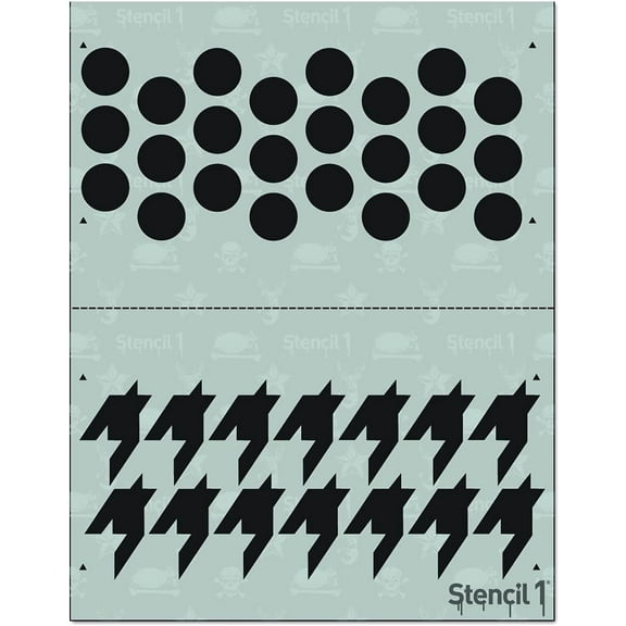 Stencil1 Dots & Houndstooth Repeat Pattern Stencil - Art Craft - 8.5" x 11"