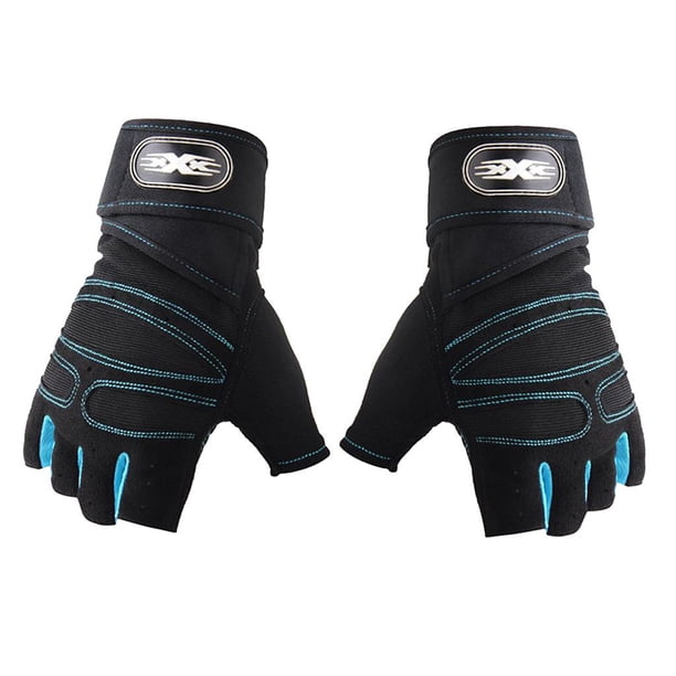Guantes de para hombres, antideslizantes que absorben golpes transpirables medio corto guantes deportivos accesorios para hombres-M/L/XL - Negro + azul claro XL Negro + Celeste XL